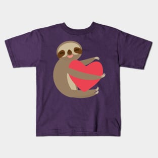 Cute sloth with red heart 2 Kids T-Shirt